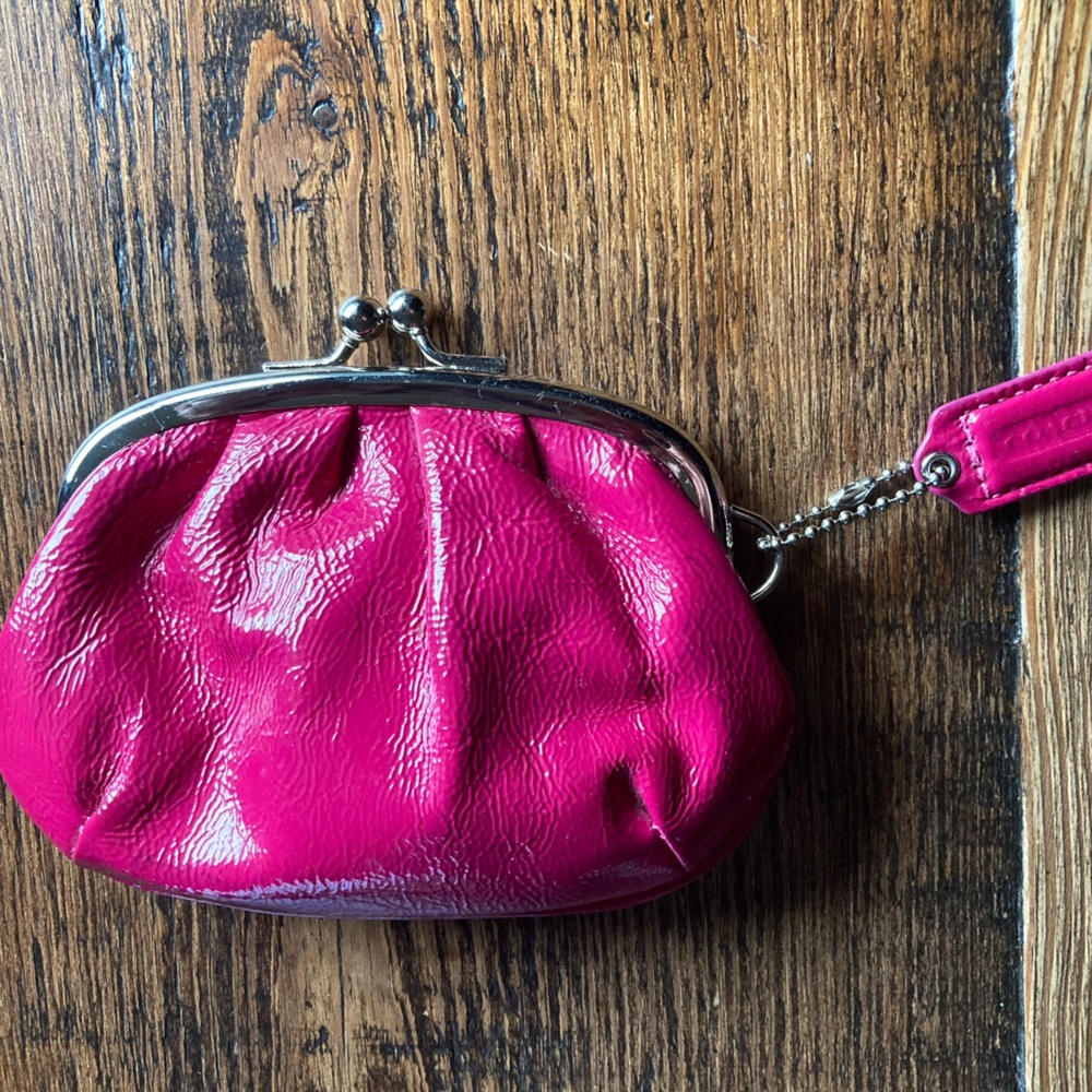 Coach patent kiss lock coin purse